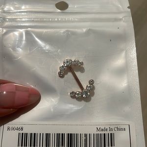Rhinestones barbell nipple ring